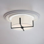 KICHLER 52593BK Malen 15.5 Inch 2 Light Flush Mount With White Fabric Shade In Black