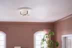 KICHLER 52593BK Malen 15.5 Inch 2 Light Flush Mount With White Fabric Shade In Black