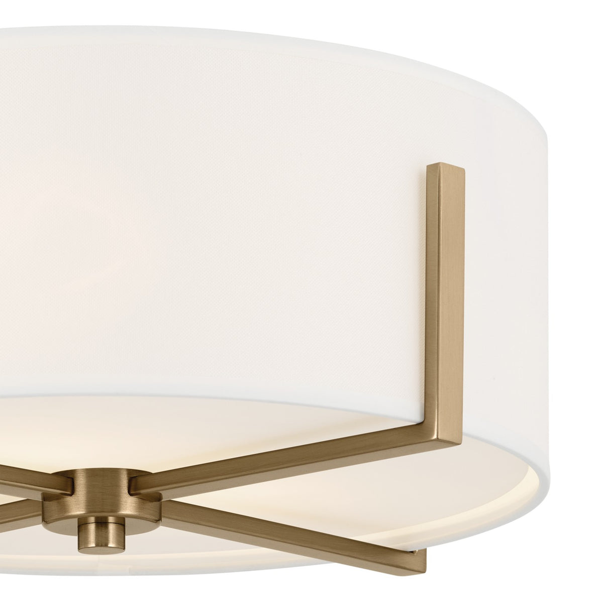 KICHLER 52593CPZ Malen 15.5 Inch 2 Light Flush Mount With White Fabric Shade In Champagne Bronze