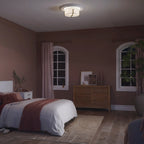 KICHLER 52593CPZ Malen 15.5 Inch 2 Light Flush Mount With White Fabric Shade In Champagne Bronze