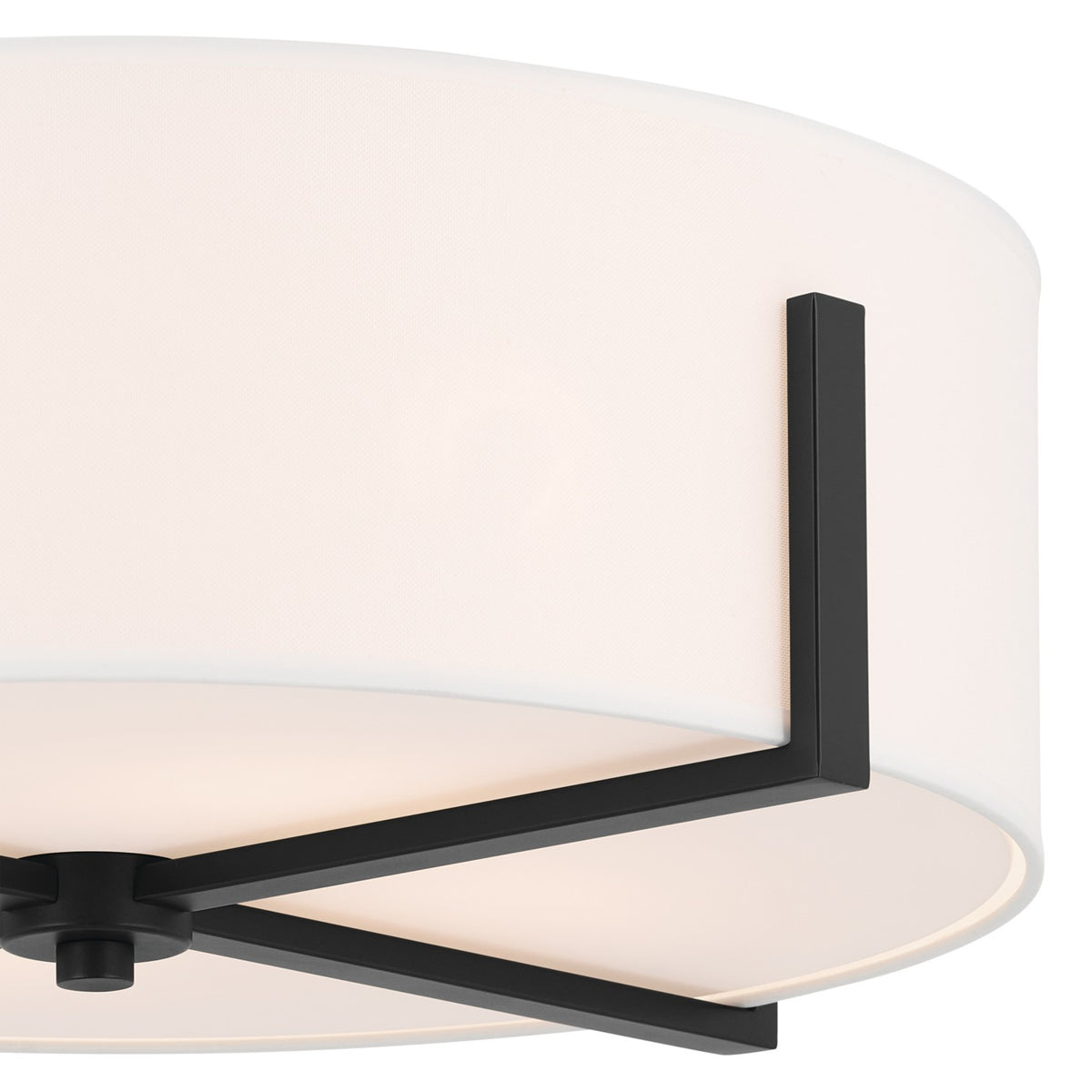 KICHLER 52594BK Malen 20 Inch 4 Light Flush Mount With White Fabric Shade In Black