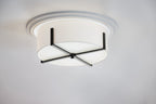 KICHLER 52594BK Malen 20 Inch 4 Light Flush Mount With White Fabric Shade In Black