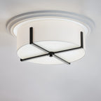 KICHLER 52594BK Malen 20 Inch 4 Light Flush Mount With White Fabric Shade In Black