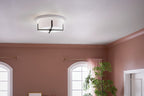 KICHLER 52594BK Malen 20 Inch 4 Light Flush Mount With White Fabric Shade In Black
