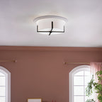 KICHLER 52594BK Malen 20 Inch 4 Light Flush Mount With White Fabric Shade In Black