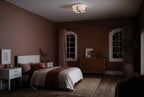 KICHLER 52594BK Malen 20 Inch 4 Light Flush Mount With White Fabric Shade In Black