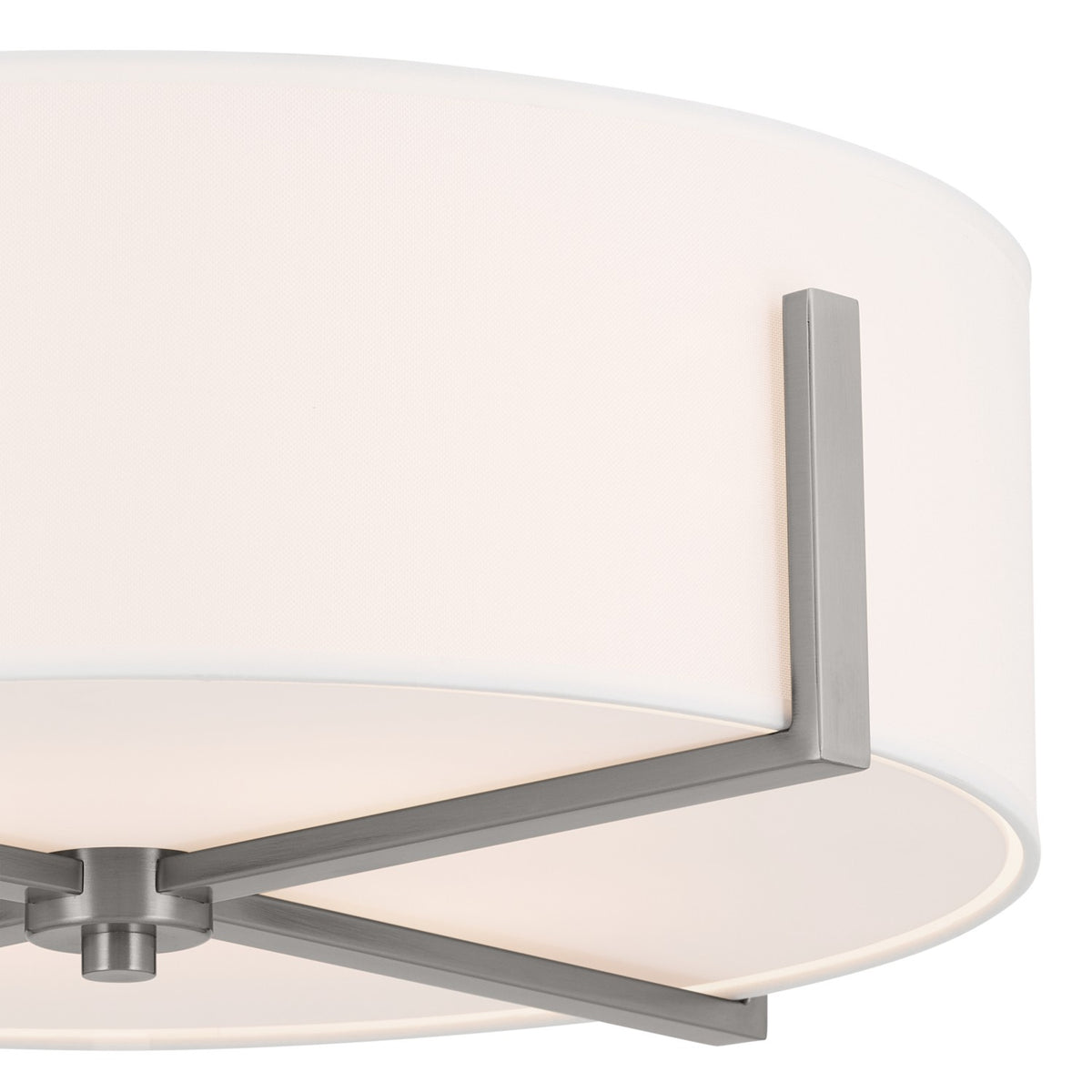 KICHLER 52594CLP Malen 20 Inch 4 Light Flush Mount With White Fabric Shade In Classic Pewter