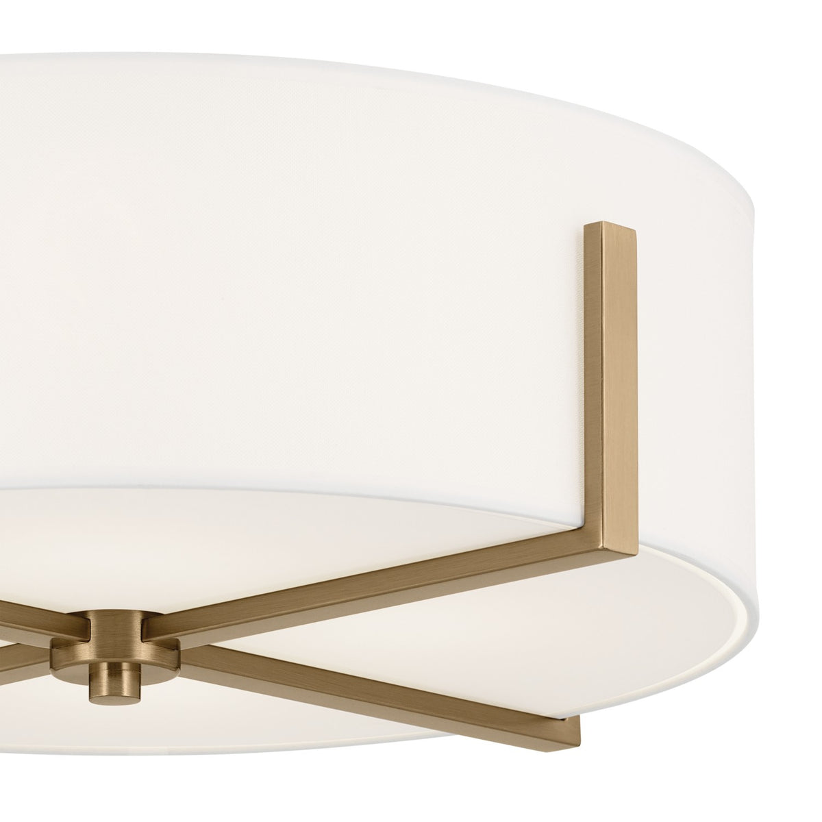 KICHLER 52594CPZ Malen 20 Inch 4 Light Flush Mount With White Fabric Shade In Champagne Bronze