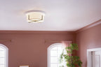 KICHLER 52594CPZ Malen 20 Inch 4 Light Flush Mount With White Fabric Shade In Champagne Bronze