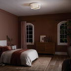 KICHLER 52594CPZ Malen 20 Inch 4 Light Flush Mount With White Fabric Shade In Champagne Bronze
