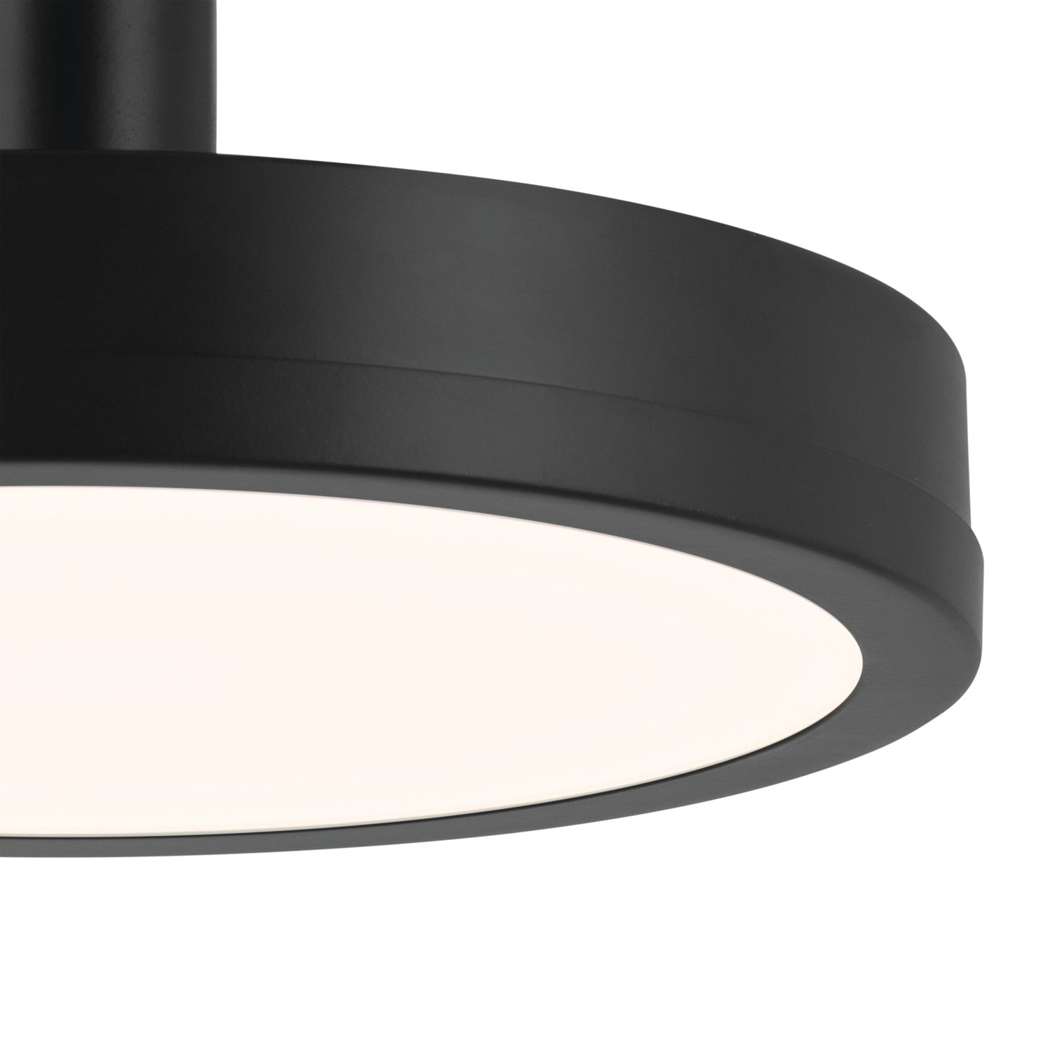 KICHLER 52589BK Riu 14.25 Inch 1 Light Led Semi-Flush With Opaque White Acrylic Diffuser In Black