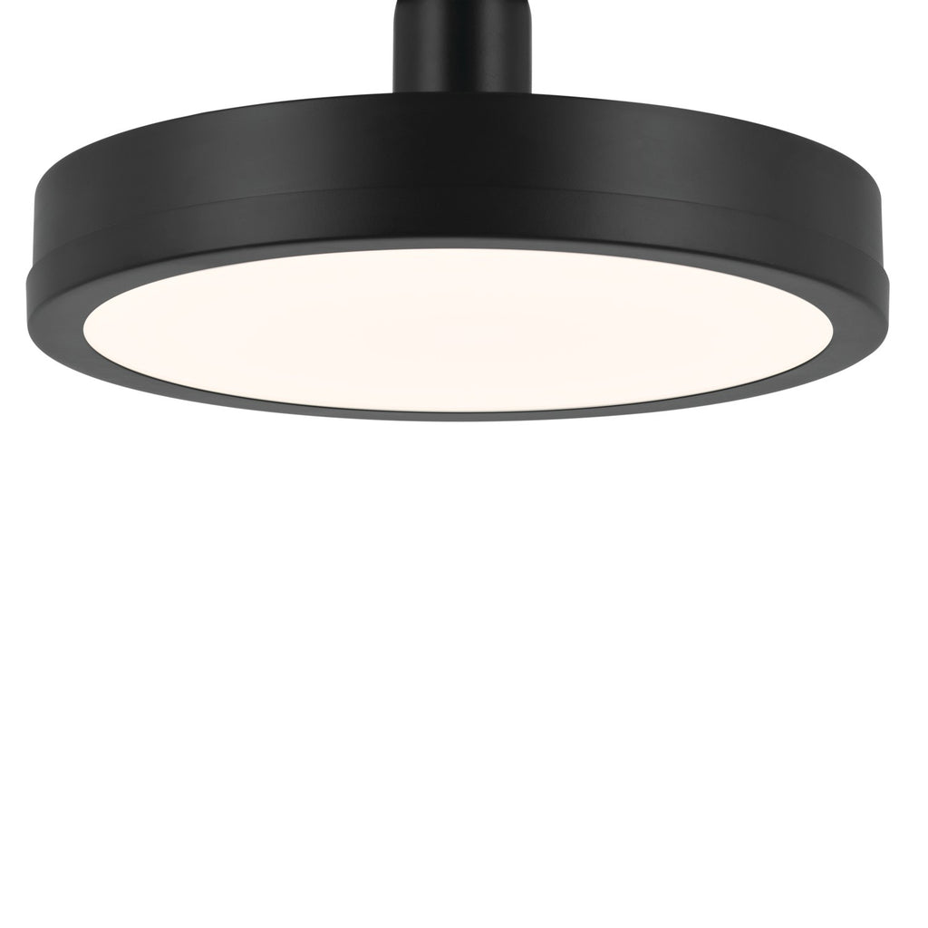 KICHLER 52589BK Riu 14.25 Inch 1 Light Led Semi-Flush With Opaque White Acrylic Diffuser In Black