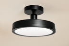 KICHLER 52589BK Riu 14.25 Inch 1 Light Led Semi-Flush With Opaque White Acrylic Diffuser In Black