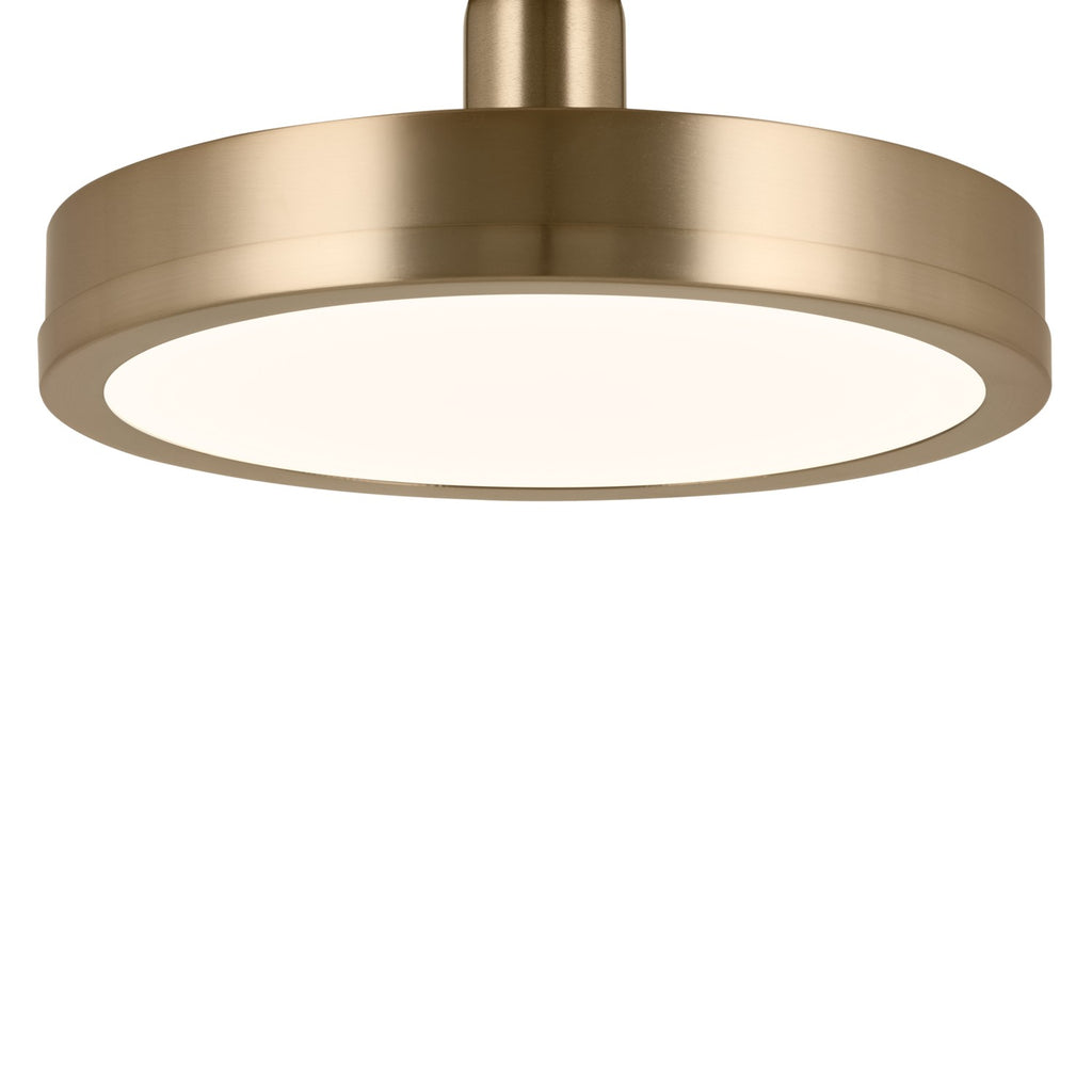 KICHLER 52589CPZ Riu 14.25 Inch 1 Light Led Semi-Flush With Opaque White Acrylic Diffuser In Champagne Bronze