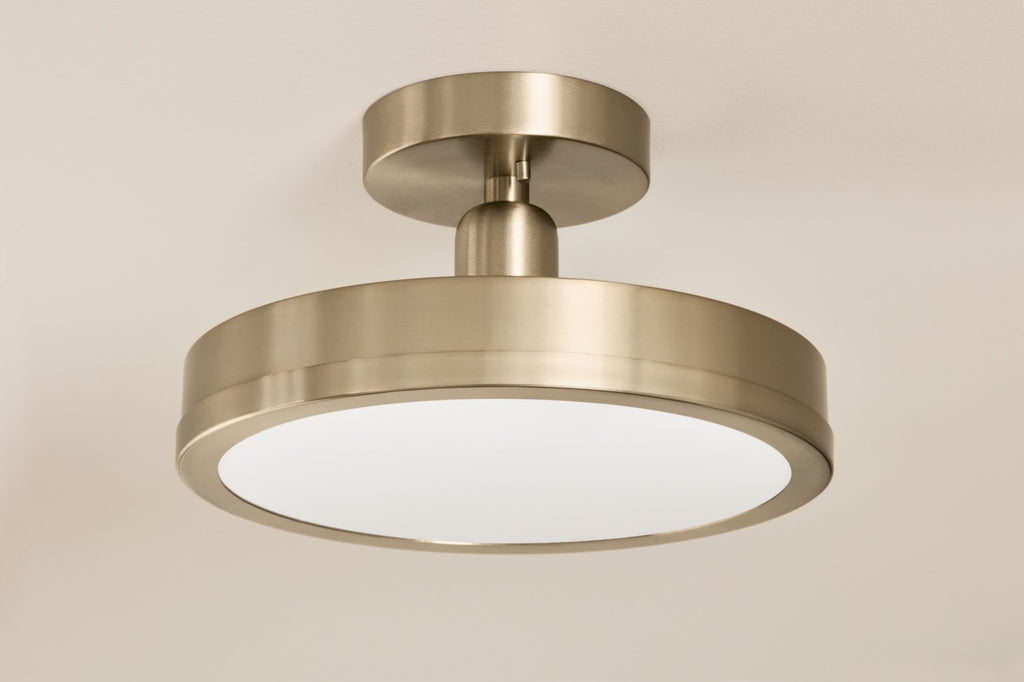 KICHLER 52589CPZ Riu 14.25 Inch 1 Light Led Semi-Flush With Opaque White Acrylic Diffuser In Champagne Bronze