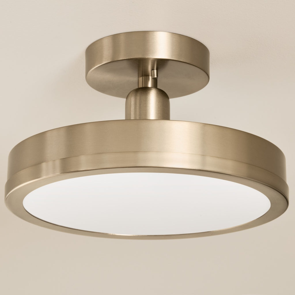 KICHLER 52589CPZ Riu 14.25 Inch 1 Light Led Semi-Flush With Opaque White Acrylic Diffuser In Champagne Bronze