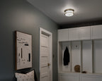 KICHLER 52595CPZ Brit 12 Inch 2 Light Flush Mount With Satin Etched Cased Opal Glass In Champagne Bronze