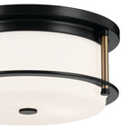 KICHLER 52595BKCPZ Brit 12 Inch 2 Light Flush Mount With Satin Etched Cased Opal Glass In Black And Champagne Bronze