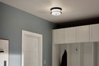 KICHLER 52595BKCPZ Brit 12 Inch 2 Light Flush Mount With Satin Etched Cased Opal Glass In Black And Champagne Bronze