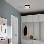 KICHLER 52595BKCPZ Brit 12 Inch 2 Light Flush Mount With Satin Etched Cased Opal Glass In Black And Champagne Bronze