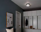 KICHLER 52595BKCPZ Brit 12 Inch 2 Light Flush Mount With Satin Etched Cased Opal Glass In Black And Champagne Bronze