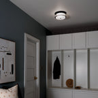 KICHLER 52595BKCPZ Brit 12 Inch 2 Light Flush Mount With Satin Etched Cased Opal Glass In Black And Champagne Bronze