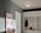 KICHLER 52595PN Brit 12 Inch 2 Light Flush Mount With Satin Etched Cased Opal Glass In Polished Nickel