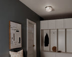 KICHLER 52595PN Brit 12 Inch 2 Light Flush Mount With Satin Etched Cased Opal Glass In Polished Nickel