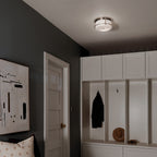 KICHLER 52595PN Brit 12 Inch 2 Light Flush Mount With Satin Etched Cased Opal Glass In Polished Nickel