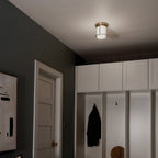 KICHLER 52596CPZ Brit 7.25 Inch 1 Light Flush Mount With Satin Etched Cased Opal Glass In Champagne Bronze