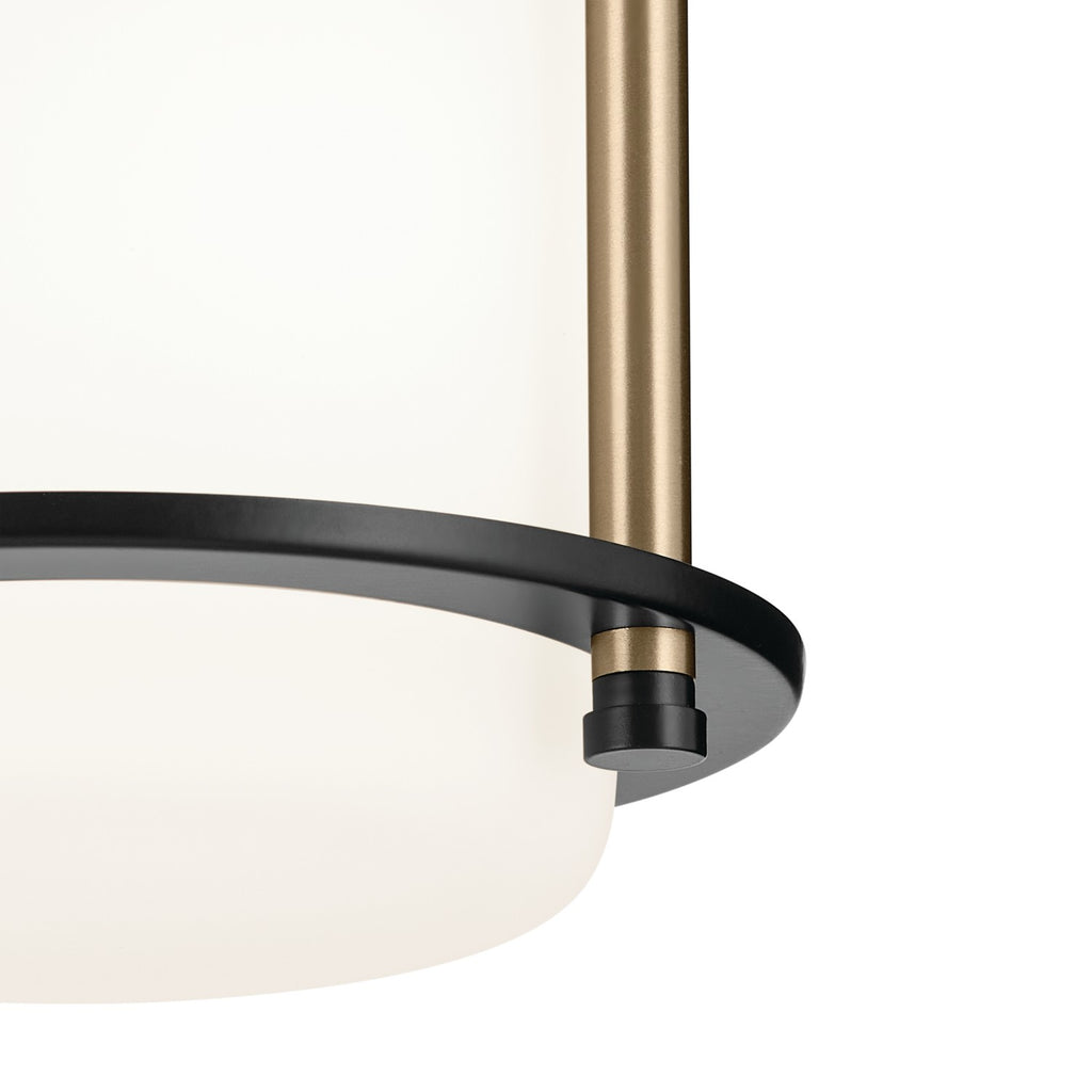 KICHLER 52596BKCPZ Brit 7.25 Inch 1 Light Flush Mount With Satin Etched Cased Opal Glass In Black And Champagne Bronze
