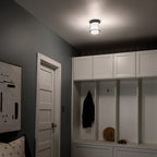 KICHLER 52596BKCPZ Brit 7.25 Inch 1 Light Flush Mount With Satin Etched Cased Opal Glass In Black And Champagne Bronze
