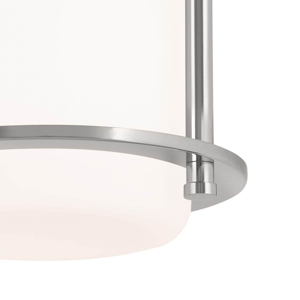 KICHLER 52596PN Brit 7.25 Inch 1 Light Flush Mount With Satin Etched Cased Opal Glass In Polished Nickel