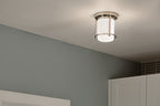 KICHLER 52596PN Brit 7.25 Inch 1 Light Flush Mount With Satin Etched Cased Opal Glass In Polished Nickel