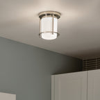 KICHLER 52596PN Brit 7.25 Inch 1 Light Flush Mount With Satin Etched Cased Opal Glass In Polished Nickel