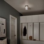 KICHLER 52596PN Brit 7.25 Inch 1 Light Flush Mount With Satin Etched Cased Opal Glass In Polished Nickel
