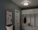 KICHLER 52597CPZ Brit 18 Inch 4 Light Flush Mount With Satin Etched Cased Opal Glass In Champagne Bronze