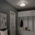 KICHLER 52597CPZ Brit 18 Inch 4 Light Flush Mount With Satin Etched Cased Opal Glass In Champagne Bronze