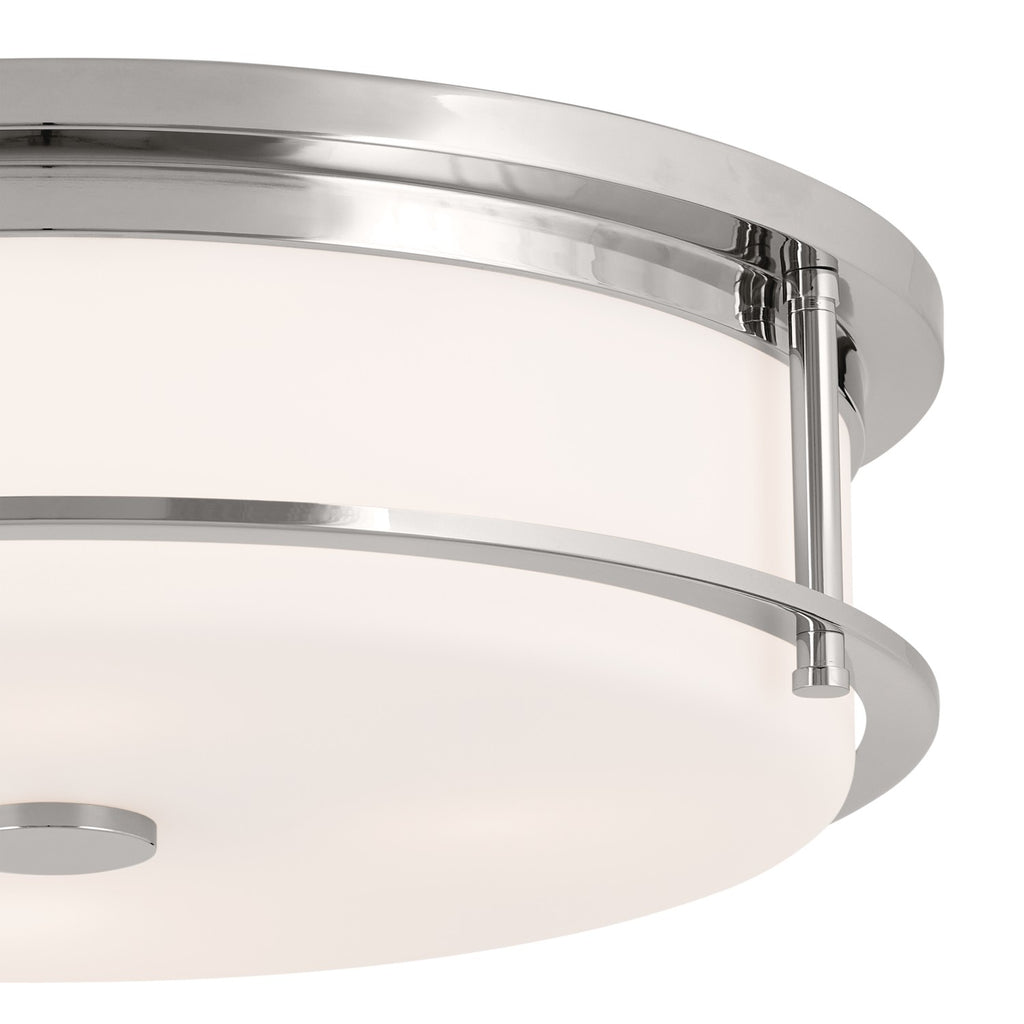 KICHLER 52597PN Brit 18 Inch 4 Light Flush Mount With Satin Etched Cased Opal Glass In Polished Nickel