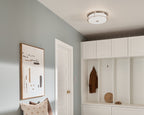 KICHLER 52597PN Brit 18 Inch 4 Light Flush Mount With Satin Etched Cased Opal Glass In Polished Nickel