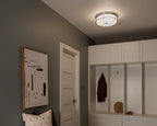 KICHLER 52597PN Brit 18 Inch 4 Light Flush Mount With Satin Etched Cased Opal Glass In Polished Nickel