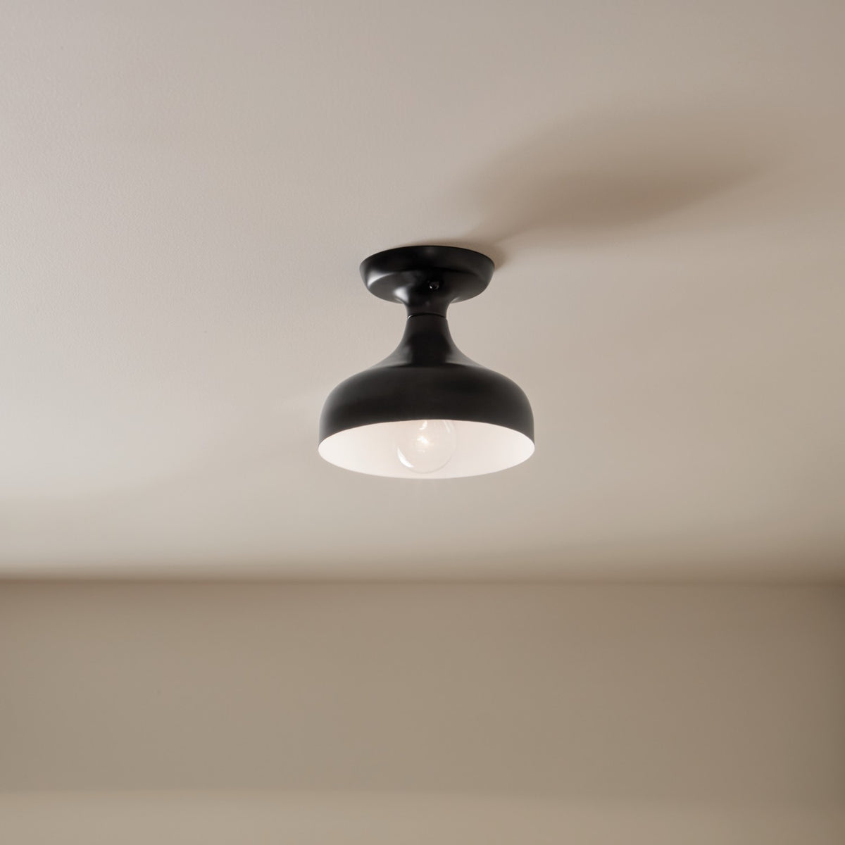 KICHLER 52599BK Sisu 6.75 Inch 1 Light Semi Flush In Black