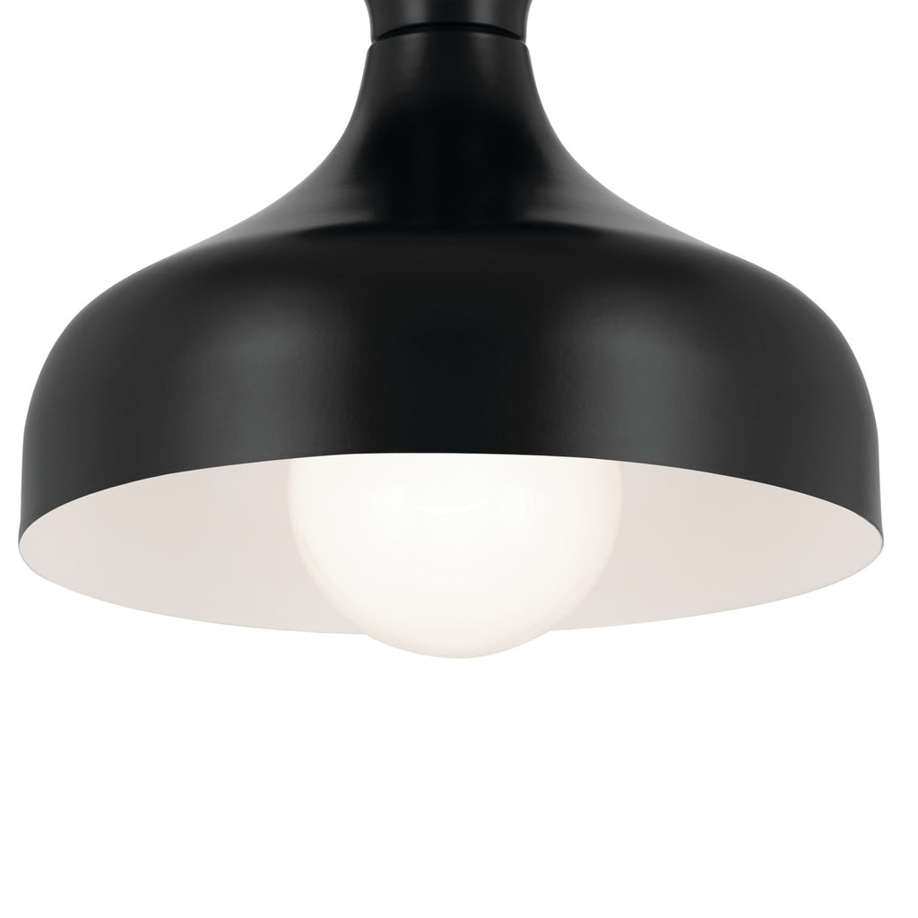KICHLER 52599BK Sisu 6.75 Inch 1 Light Semi Flush In Black