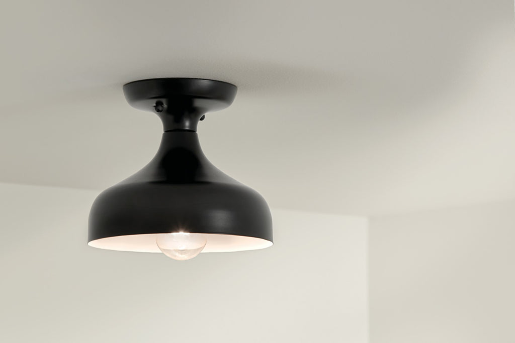 KICHLER 52599BK Sisu 6.75 Inch 1 Light Semi Flush In Black