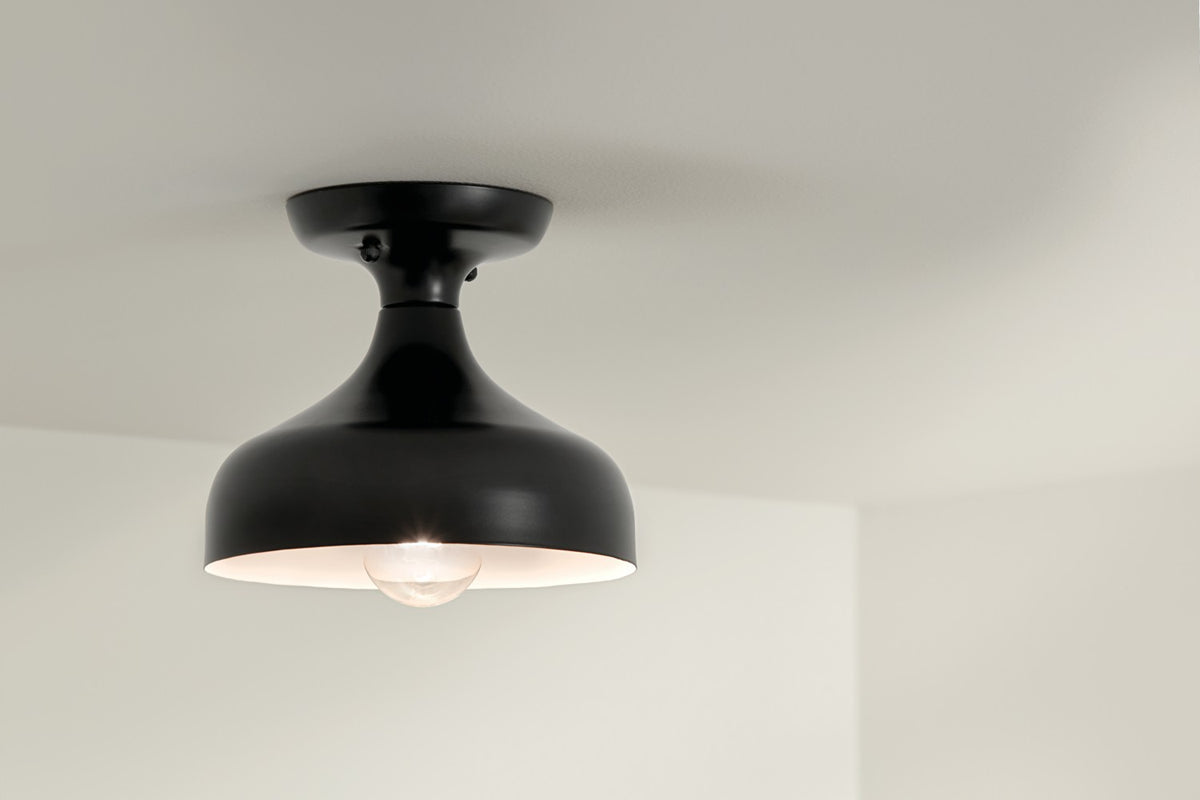 KICHLER 52599BK Sisu 6.75 Inch 1 Light Semi Flush In Black