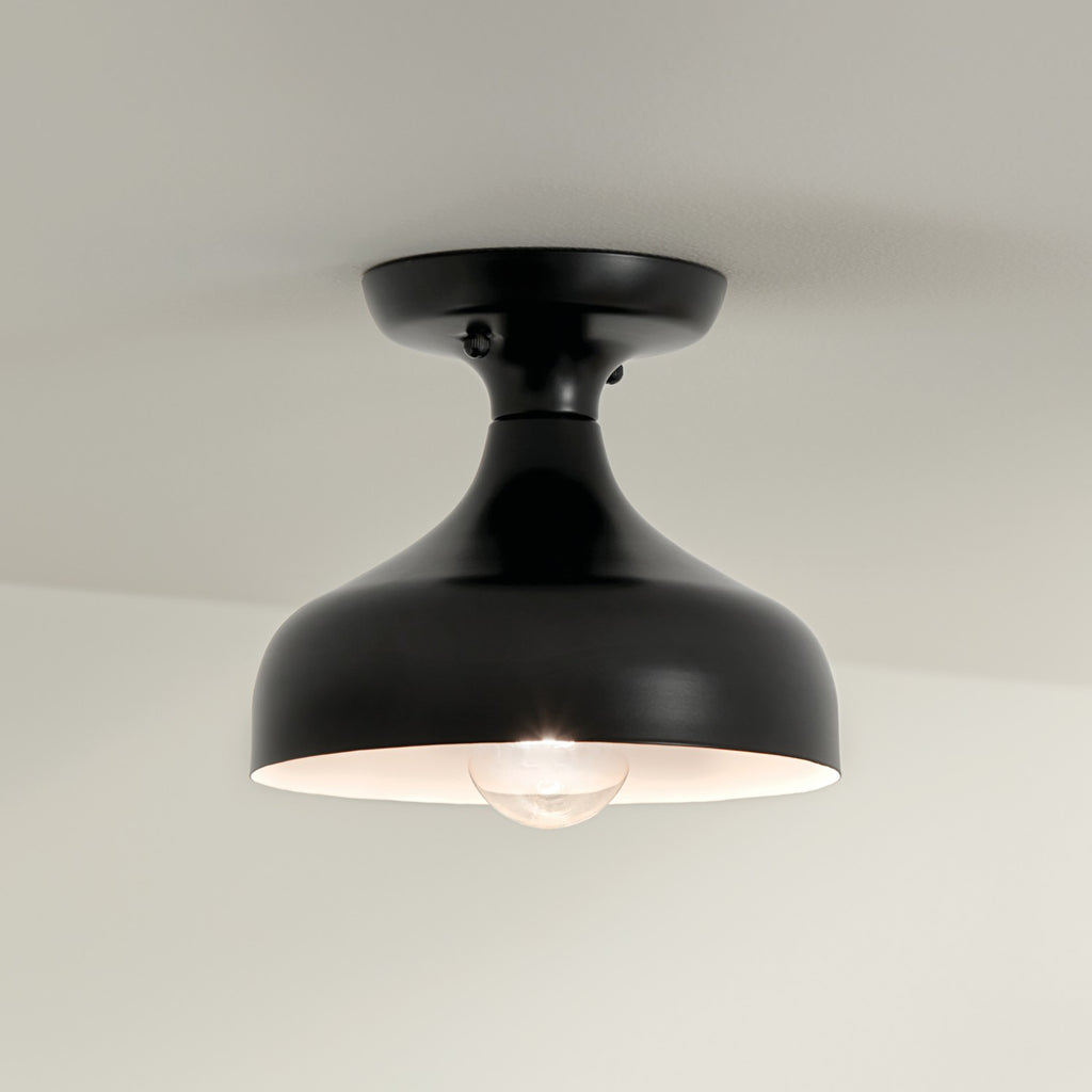 KICHLER 52599BK Sisu 6.75 Inch 1 Light Semi Flush In Black