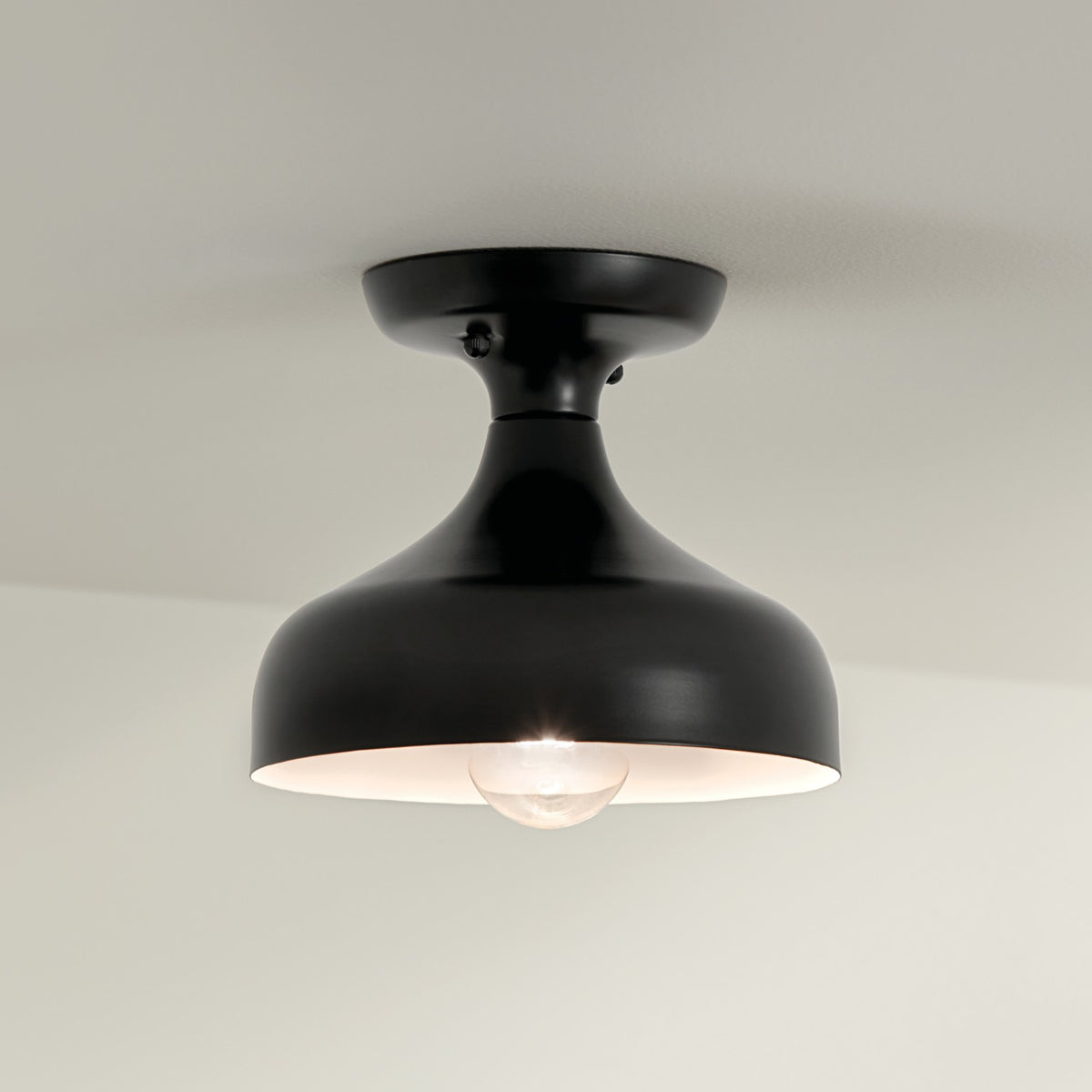 KICHLER 52599BK Sisu 6.75 Inch 1 Light Semi Flush In Black