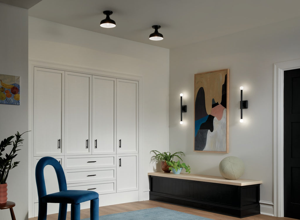 KICHLER 52599BK Sisu 6.75 Inch 1 Light Semi Flush In Black