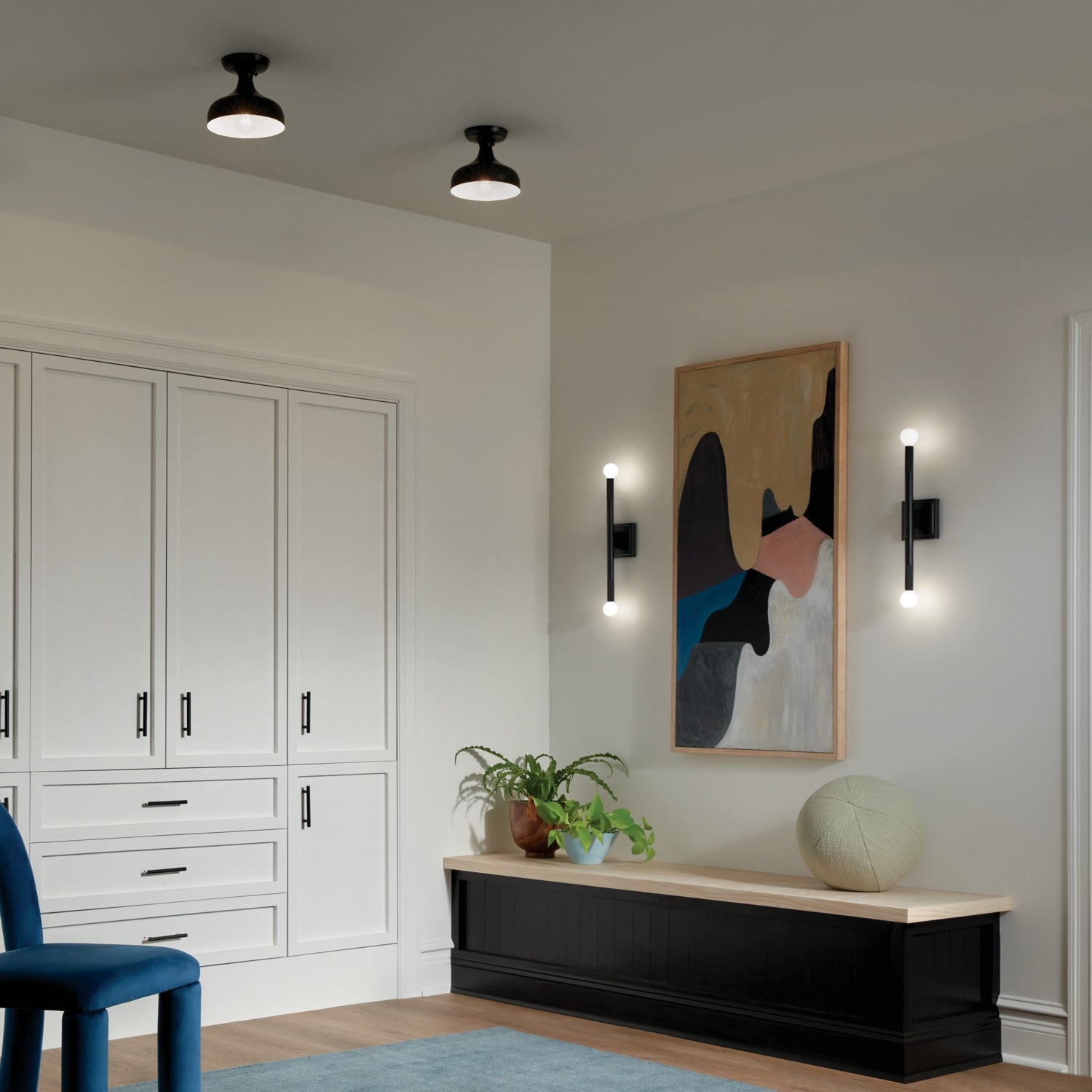 KICHLER 52599BK Sisu 6.75 Inch 1 Light Semi Flush In Black