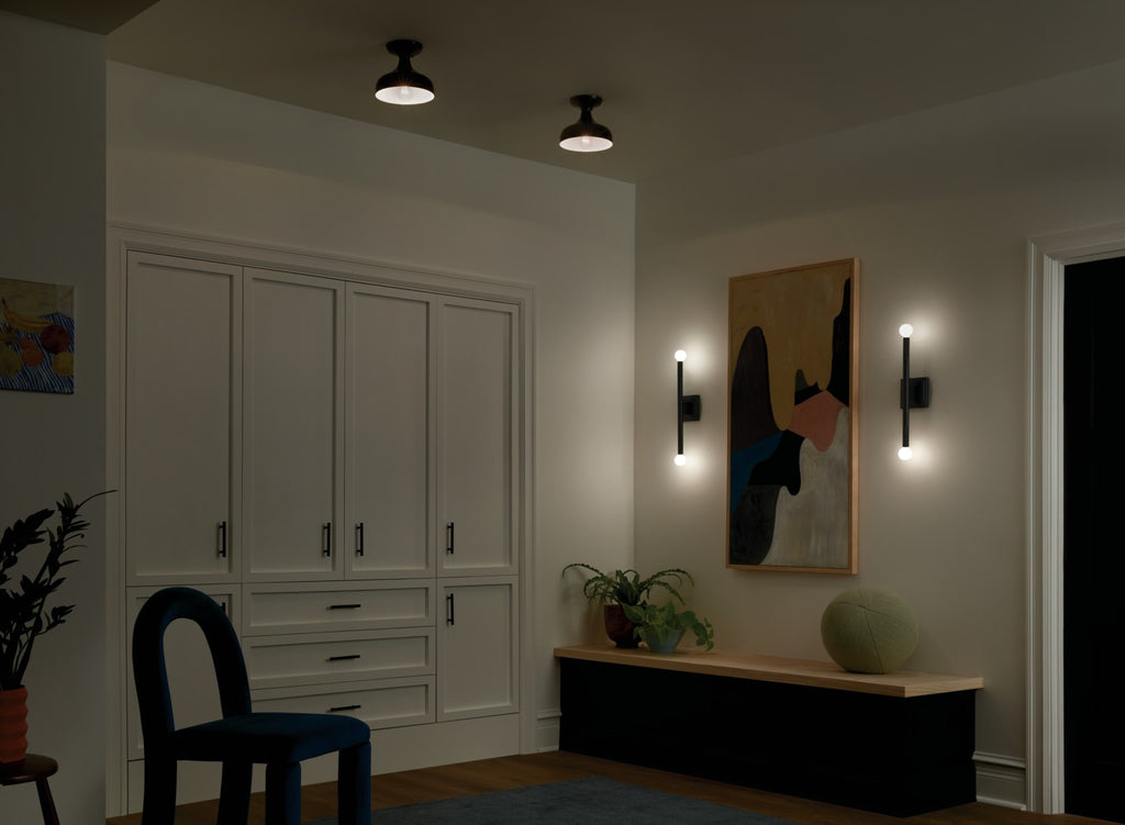 KICHLER 52599BK Sisu 6.75 Inch 1 Light Semi Flush In Black